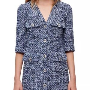 MAJE tweed vneck dress